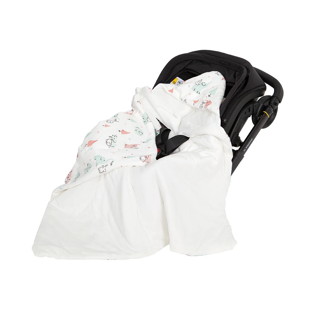 Newborn Basket Blanket 90*90Cm Autumn Windproof Warm Hooded Envelope In Baby Car Seat Cute Elephant Print For Girls
