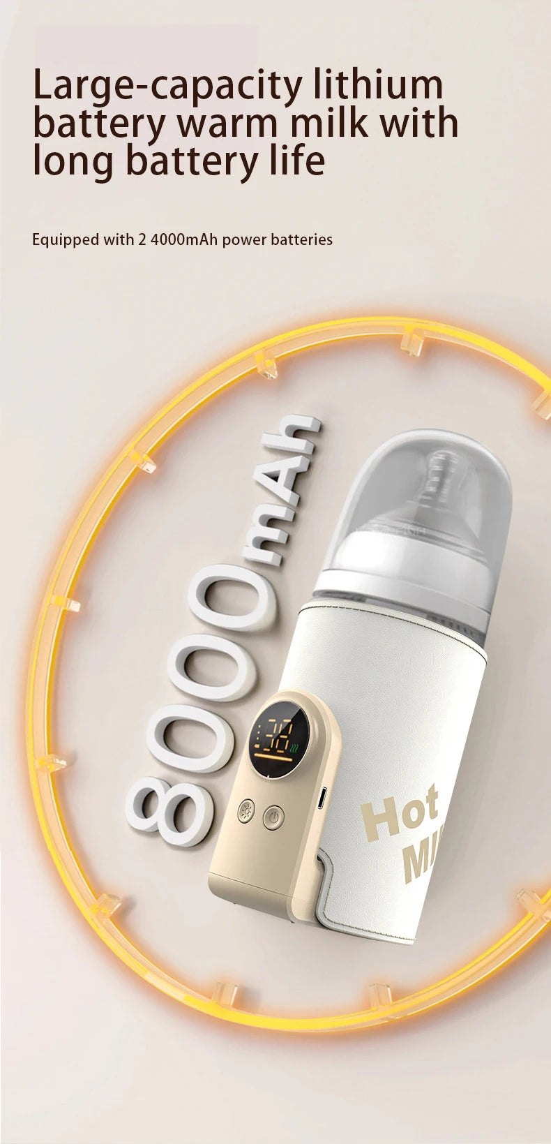 USB Multifunctional High-capacity Baby Feeding Bottle Smart Temperature Control Warmer Screen Newborn Baby Bottle Warmer Sleeve