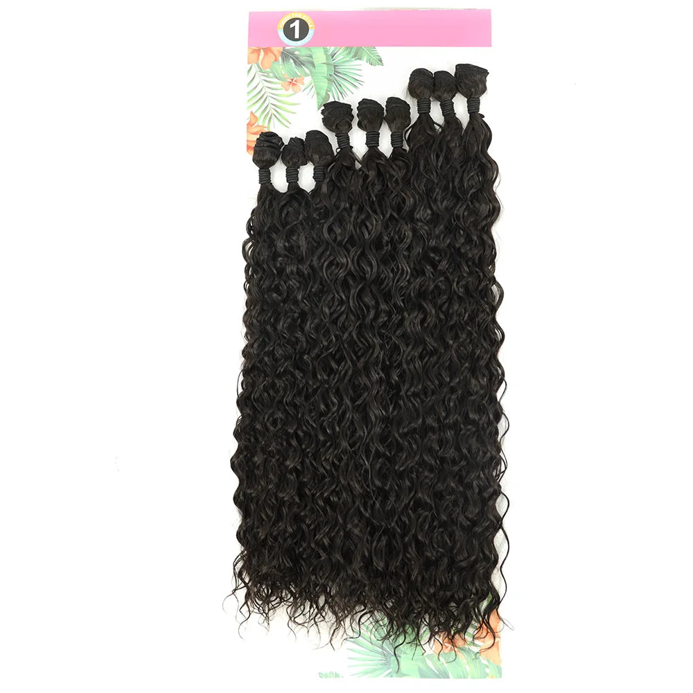 BOL Curly Hair Bundles 20 24 28Inch Long Synthetic Hair Exetension Fake Hair For Women Water Wave Heat Resistant 9Pcs Full Head