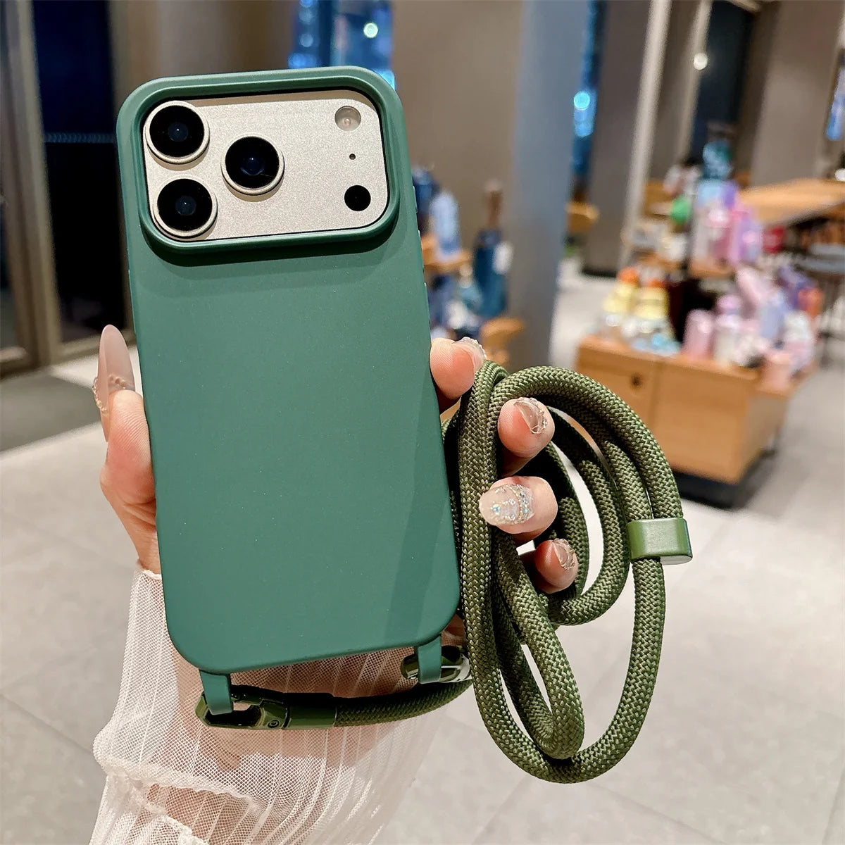 Silicone Phone Case for IPhone 17 Air 16 16E 15 14 Plus 11 13 12 Mini Pro Max Crossbody Lanyard Candy Color Soft TPU Back Cover