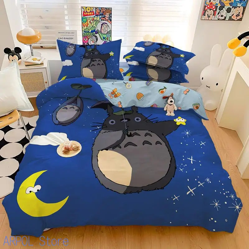 3D Exquisite Cartoon Print Duvet Cover My Neighbor T-Totoro Bedding Set Comforter Bed Youth Home Decor Kids Boys Girls Gift