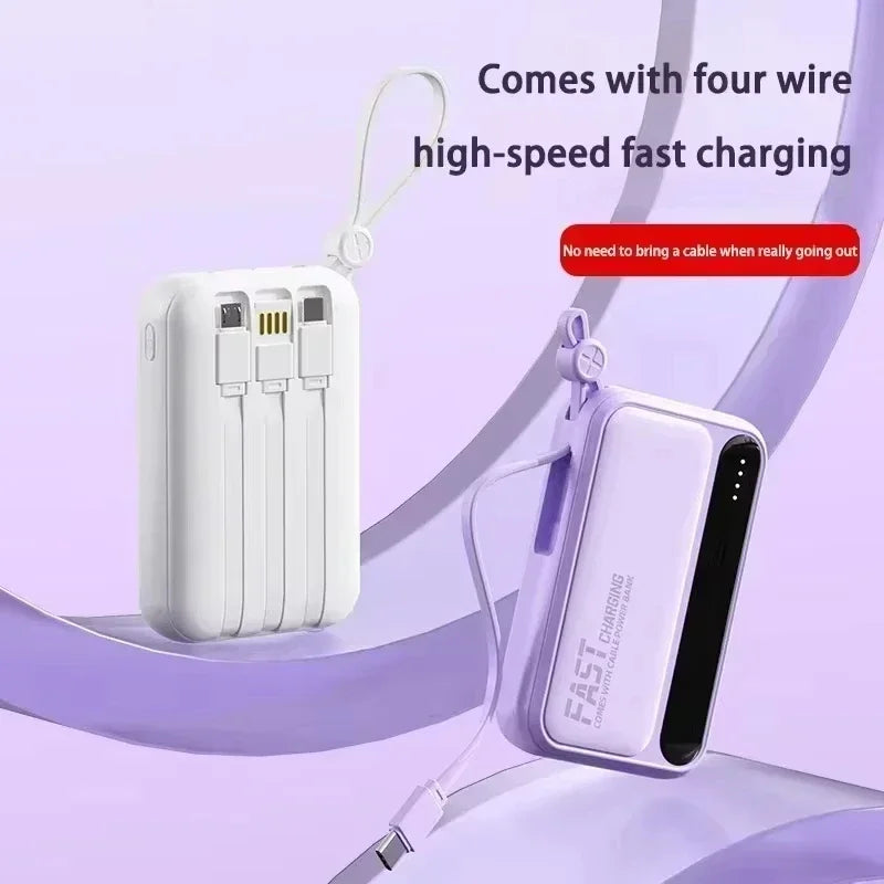 Lenovo 500000mAh Power Bank Built in 4 Lines Large Capacity Super Fast Charging Portable External Battery For iPhone Samsung