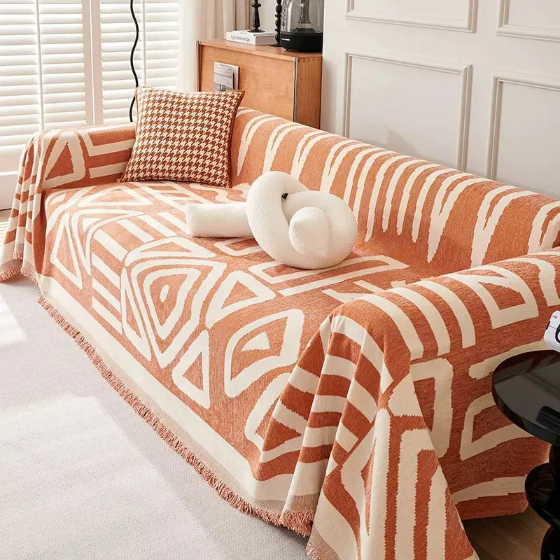 Bohemia Jacquard Slipcover Chenille Sofa Cover with Tassels Sofa Towel Living Room Camping Multipurpose Blanket Furniture Decor