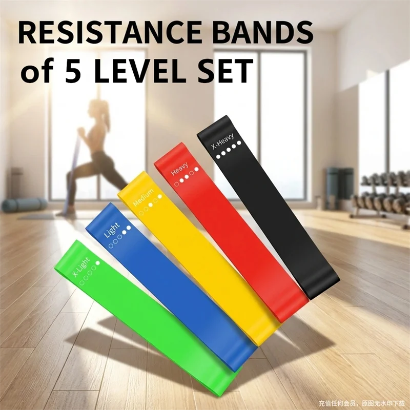 5Pcs TPE Resistance Bands Set with Storage Bag & Manual, Elastic Exercise Bands for Yoga Pilates Strength Training Home Gym