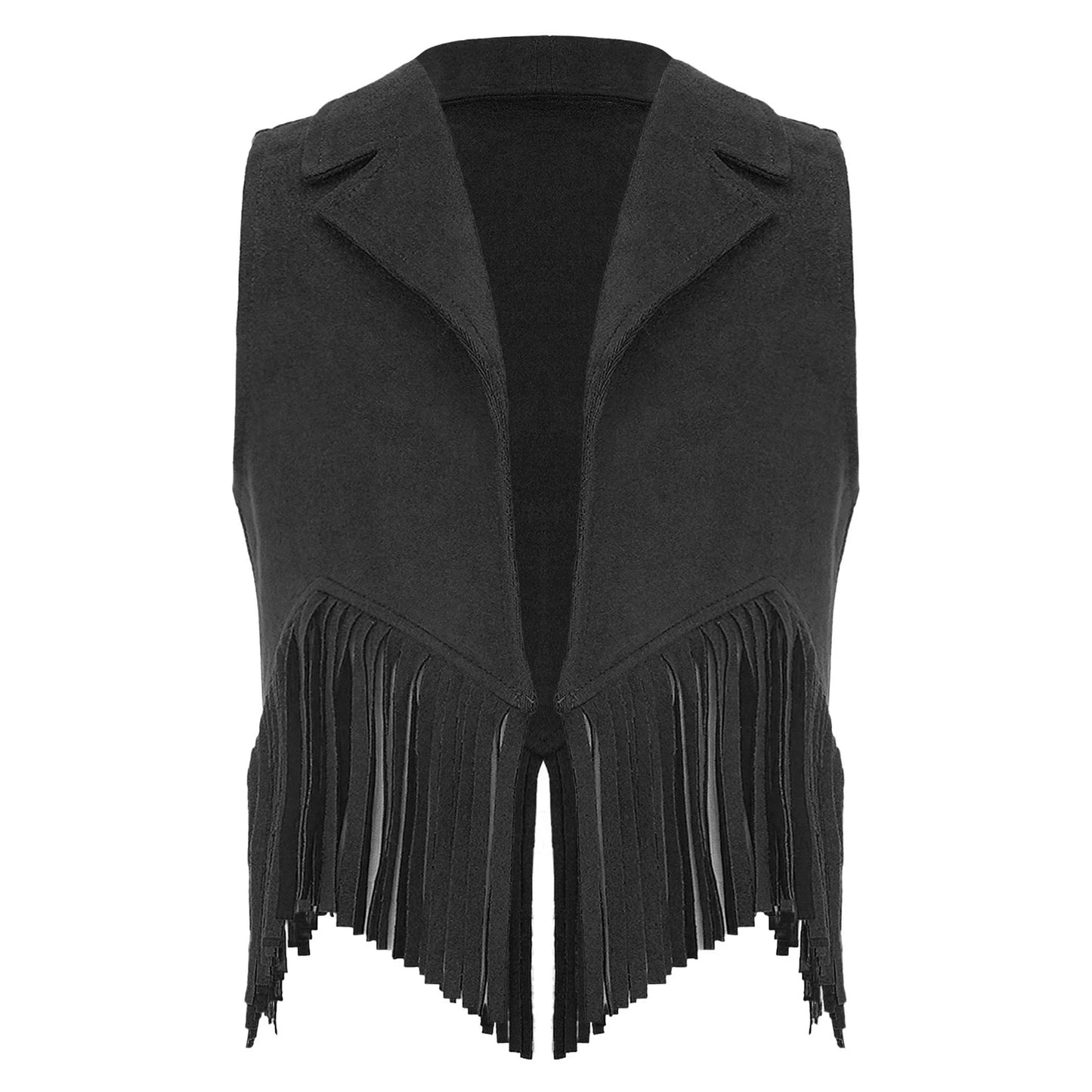 Kids Girl Boy Fringed Vest for Carnival Theme Party Tassels Top Open Front Waistcoat Child Halloween Western Cowboy Costumes