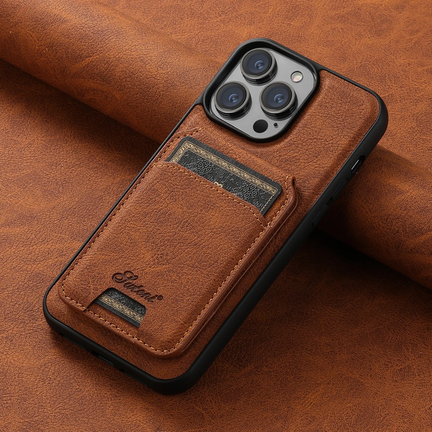 Wallet Phone Case Card Holder Leather Magnetic Pocket Cover For Wireless Charging For iPhone 12 13 14 15 16 Plus 17 ProMax