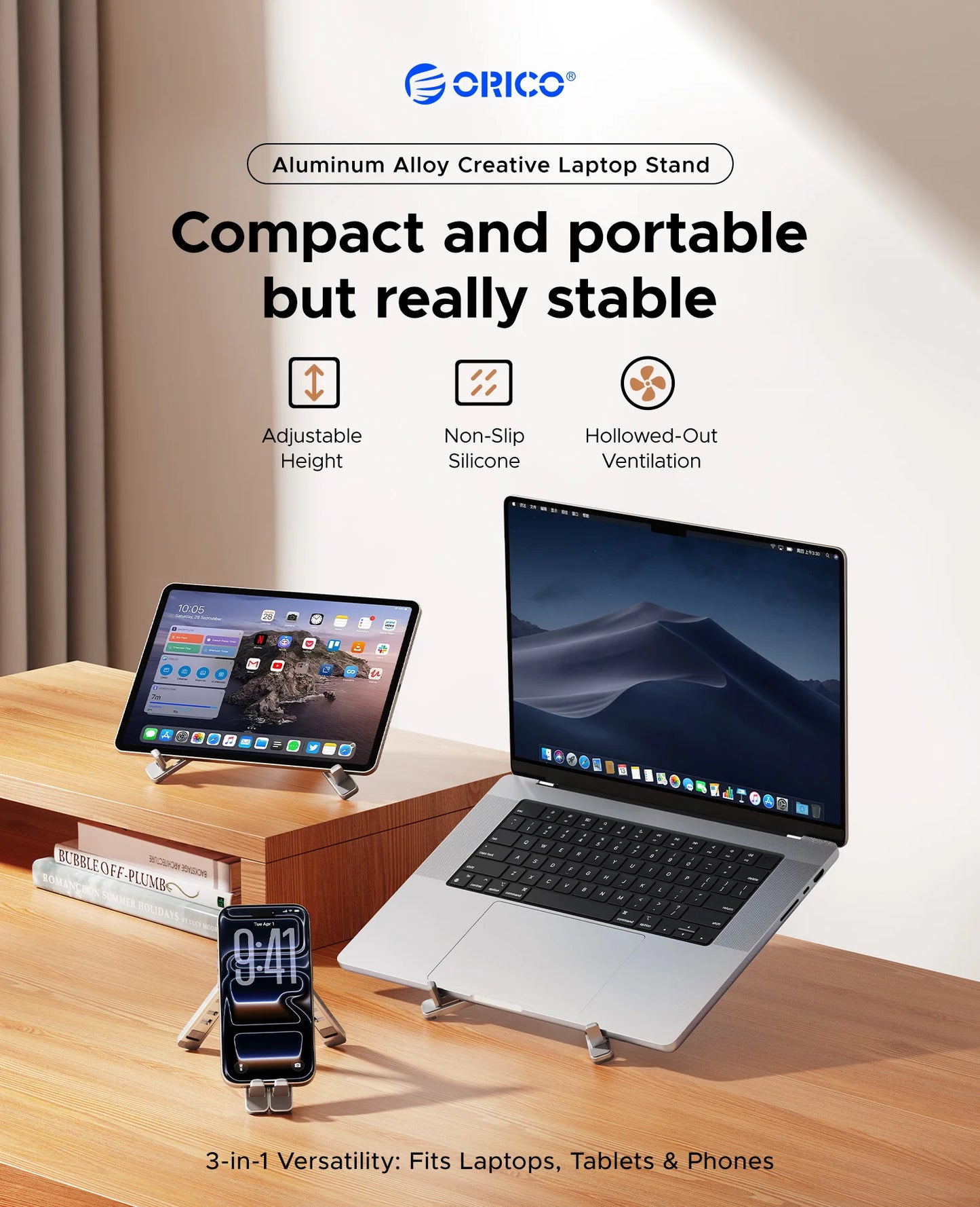 ORICO Laptop Stand For Macbook Air Pro Foldable Aluminum Vertical Notebook Stand Laptop Support Macbook Pro Tablet Phone Stand