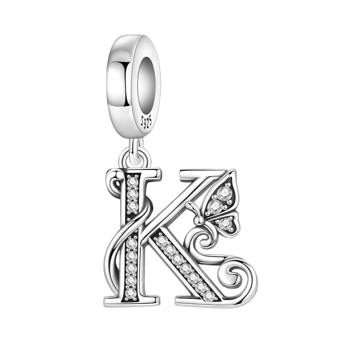 2026 New 925 Sterling Silver Zircon Scroll Grass Pattern 26 Letter Bead Charms for Women Fit DIY Bracelet Necklace Jewelry Gift