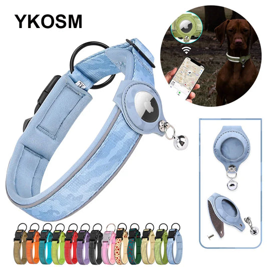 Airtag Dog Collar Adjustable Nylon Reflective Pet Collar For Small Medium Large Dog Durable Anti-lost Dog Necklace With Padded