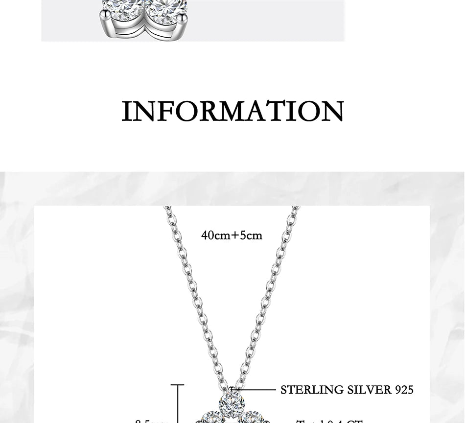 PERFANY All Moissanite Necklace for Women S925 Pure Silver Classic Clover Laboratory Diamond Pendant Fashion Jewelry