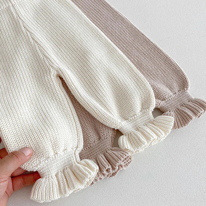 2024 New Autumn Toddler Baby Girl Knitting Clothes Suit Long Sleeved Solid Color Knitted Sweater+Pants Children Clothes Set