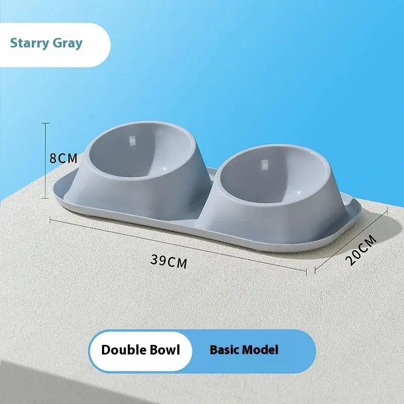 1pc Stainless Steel Double Cat Dog Bowl Cat Food Container Non-slip Base Pet Water Feeder Tilt Safeguard Neck Puppy Cats Bowls