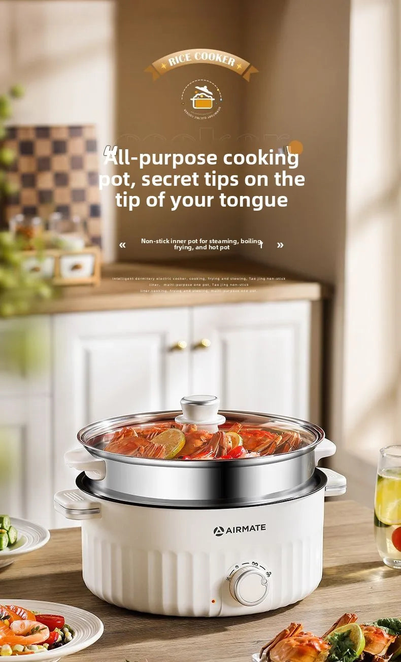 Airmate Electric Cooker Multifunctional Steaming Boiling Frying Pot for Home Dormitory Noodle Cooking Hot Pot