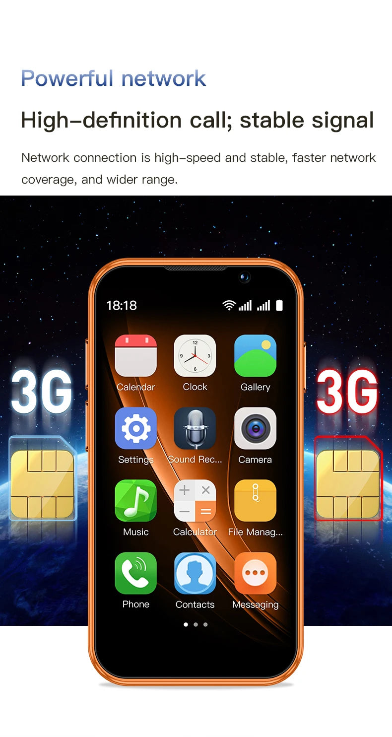 SOYES i17 Mini Smartphone 3.0" Screen 2GB RAM 16GB ROM Dual SIM Standby Dual Camera Android 9.0 Small Mobile Phone