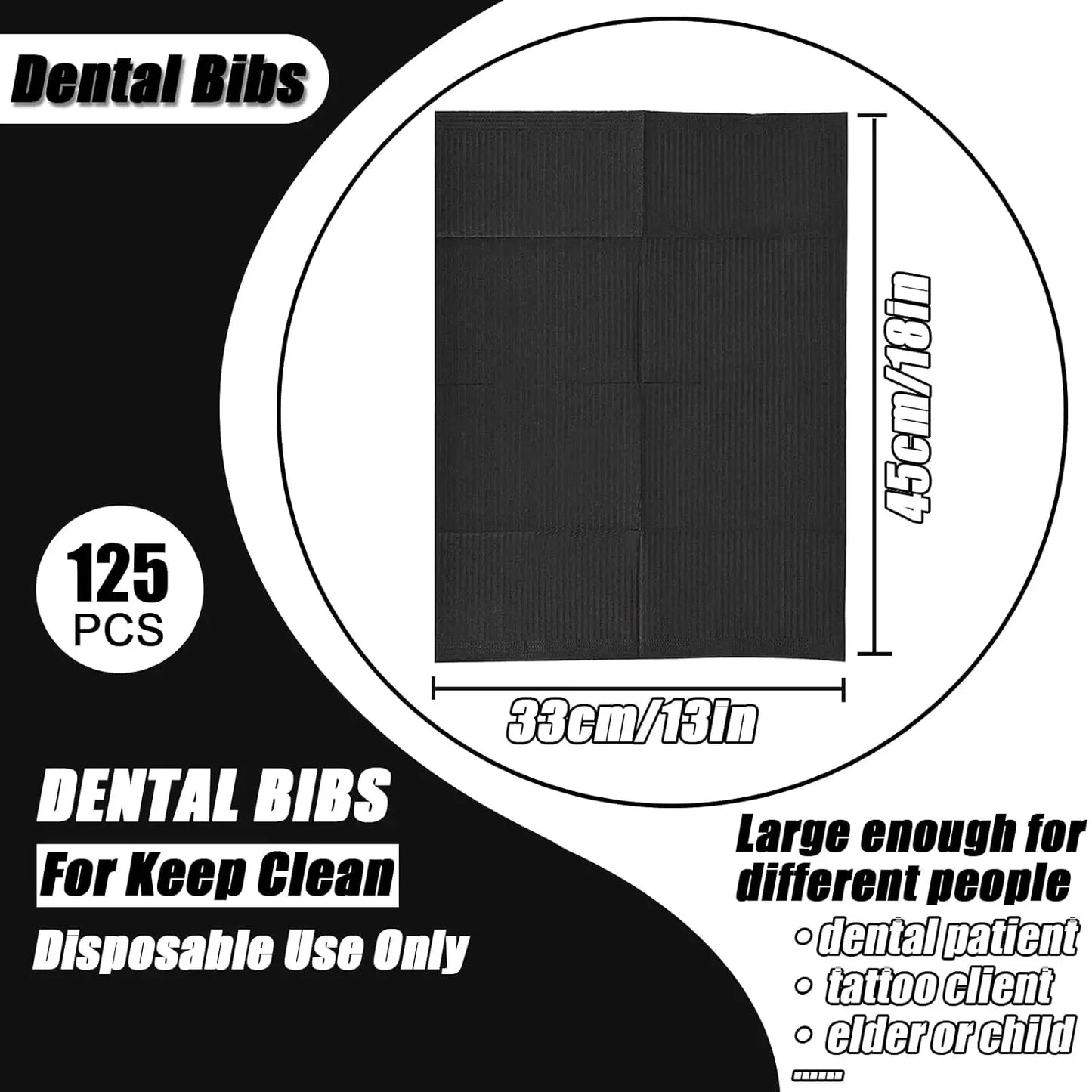 250/125/50/5pcs Black Tattoo Bibs Cleaning Wipes Pad Disposable Dental Tattoo Waterproof Sheets Paper Tattoo Accessories