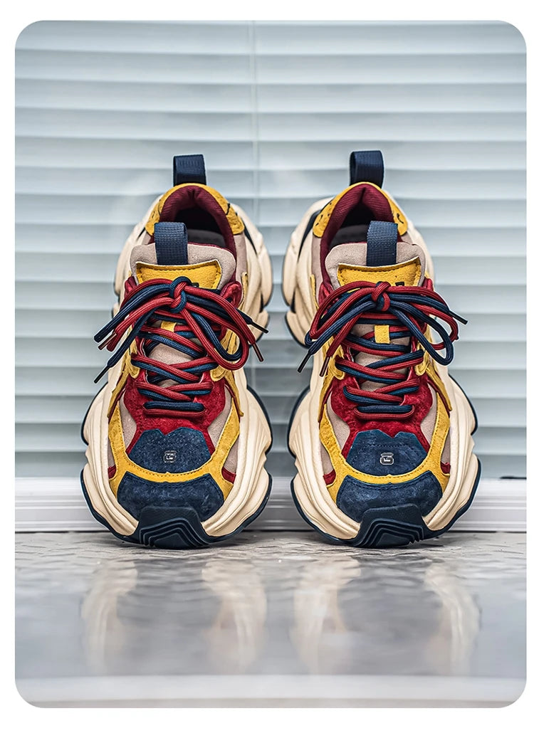 Lacing up Men's and Women's Couple Sport Shoes 2025 Thick Sole Luxury Design Casual Retro Dirty Casual Sneakers Breathable Upper