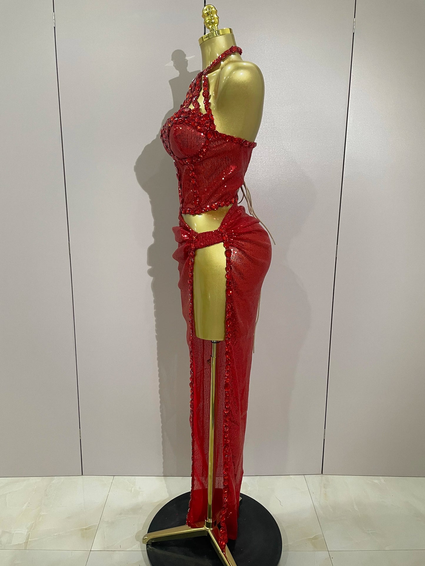 Sexy Luxury Shiny Diamond Sequins Cocktail Dress 2Pcs Set 2025New Women Evening Celebrate Birthday Party Nightclub Stage costume