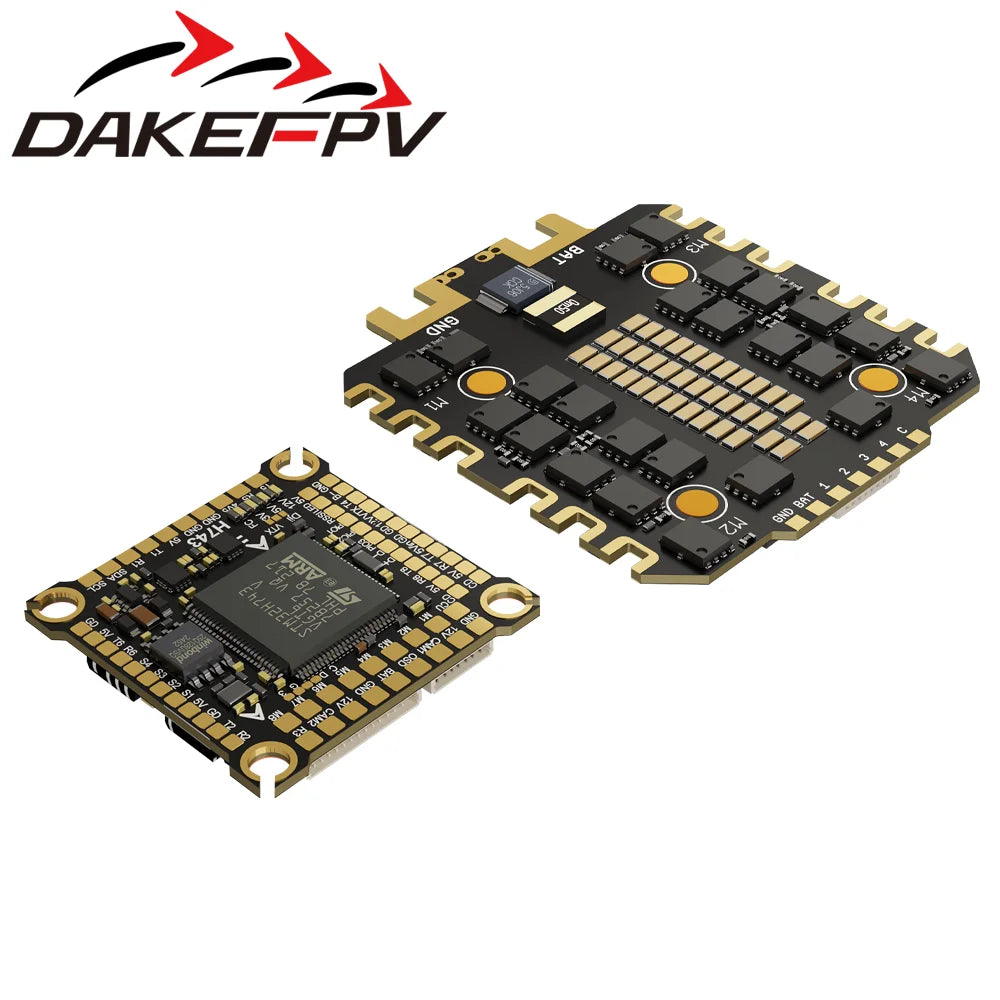 DAKEFPV H743 100A/120A stacked ICM42688P H743 flight control module BLHELI_S 120A 4-in-1 ESC 30.5X30.5 millimeters.