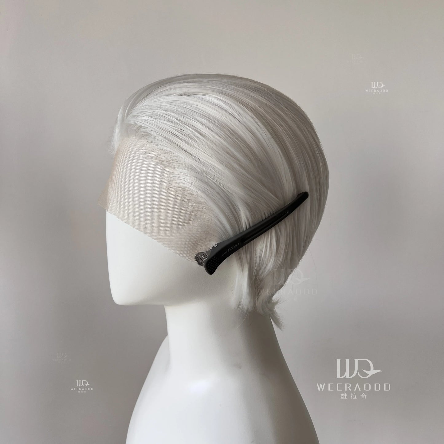 White Wig Short 8Inch 13*4 Lace Front Wig for Man Sliver Blonde Heat-resistant Fiber Hair Wig for Cosplay Synthetic Wigs