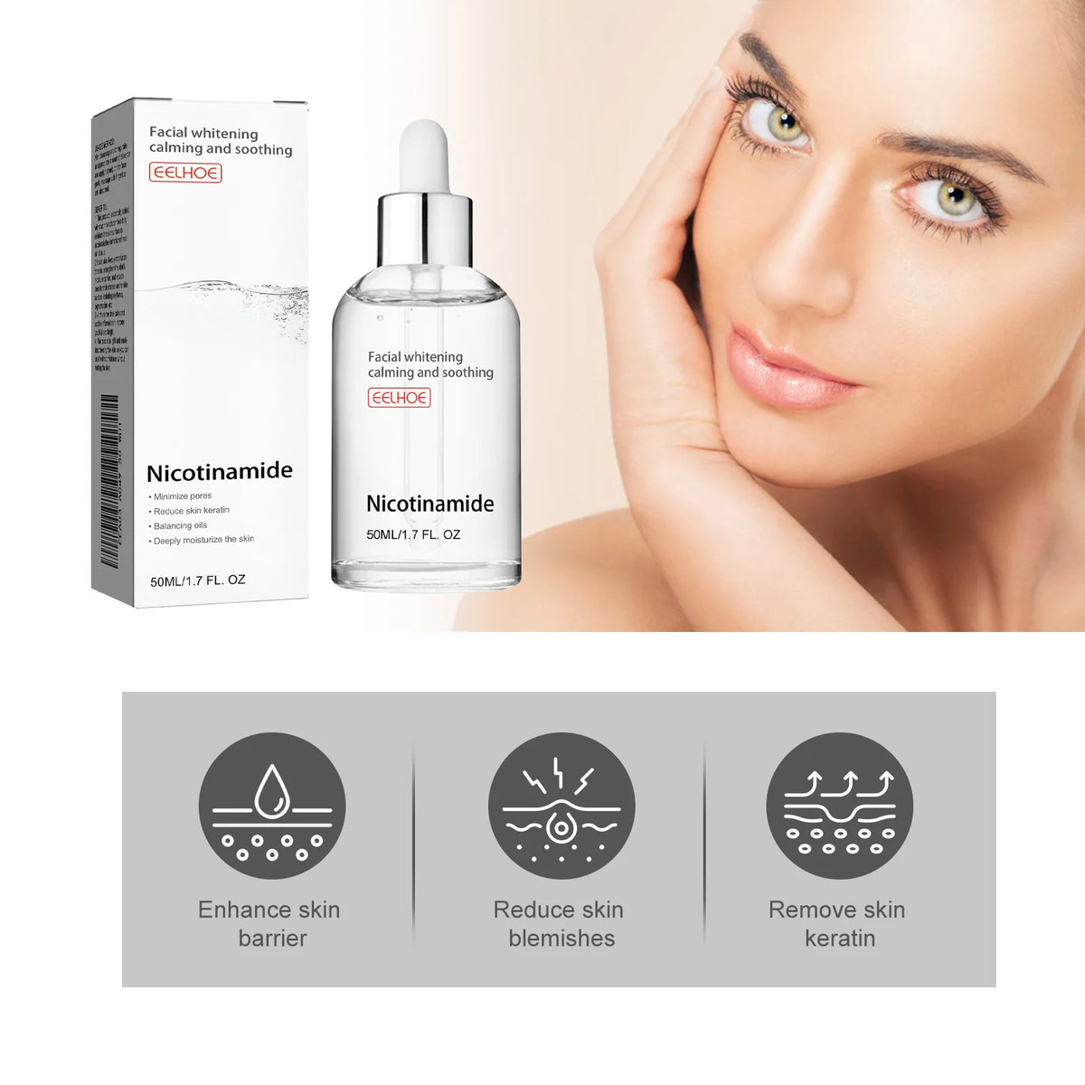 Nicotinamide Whitening Serum Lighten Acne Marks Shrinking Pores Improve Roughness Skin Brightening Moisturizing Facial Essence