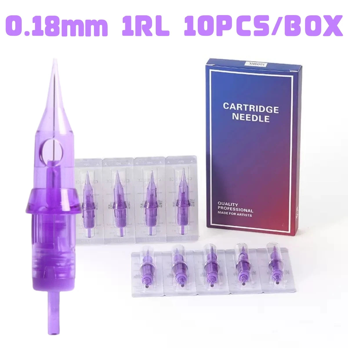 10Pcs 1/3RL PMU Tattoo Cartridge Needle Round Liner Disposable Sterilized Safety Needle 0.18/0.25mm For Permanent Makeup Eyebrow