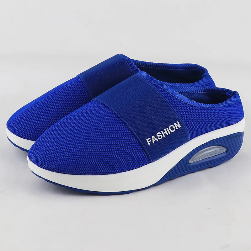 Cushion Slip-On Women Walking Shoes Orthopedic Diabetic Ladies Platform Mules Mesh Lightweight Slippers Wedge Female Sneaker