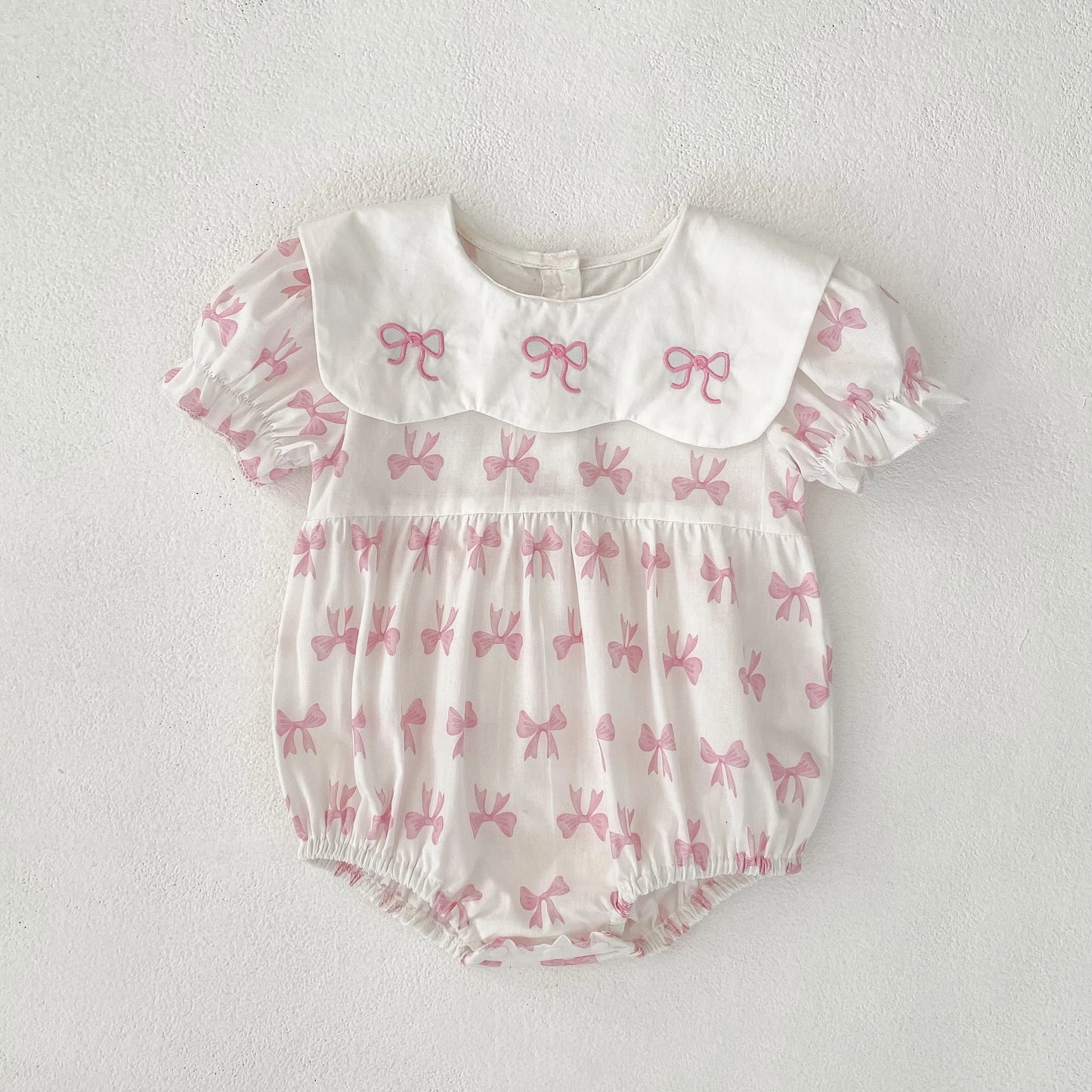 Summer Cotton Baby Bodysuit Newborn Clothing Pink Princess Baby Girls Princess Bodysuit Embroidered Bow Infant Girls Bodysuits