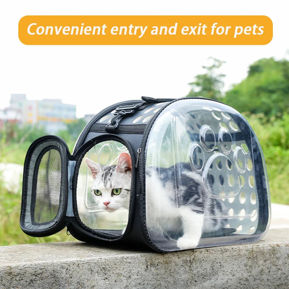 Pet Shoulder Bag Cat Carrier Outdoor Travel Breathable Handbag Puppy & Kitten Capsule Transparent Portable Shoulder Strap Bag