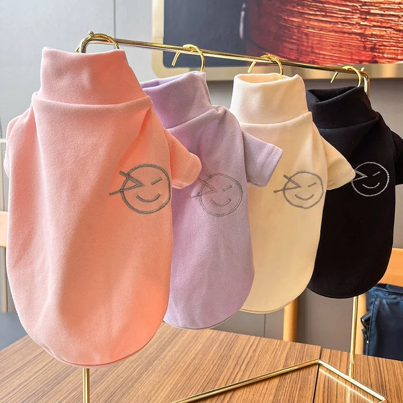 Solid Pet Fleece Dog Hoodies High Collar Dog Clothes Autumn Winter Puppy Warm Clothes Plush Dog Undershirt Chihuahua Cat Shirts
