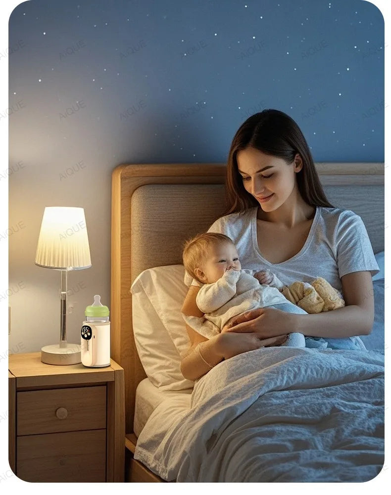 AiQUE 10400mAh Cordless Baby Bottle Warmer Smart Temperature Control USB Fast Charging Outdoor Travel Milk Warmer for Feeding
