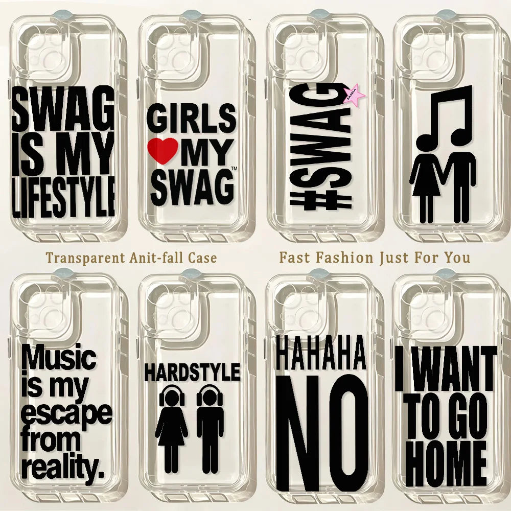 Hot GIRLS LOVE MY SWAG Phone Case For iPhone 17 16 16e 15 14 13 12 11 Mini Pro Max X XR XSMax 8 Air Plus Transparent Back Cover