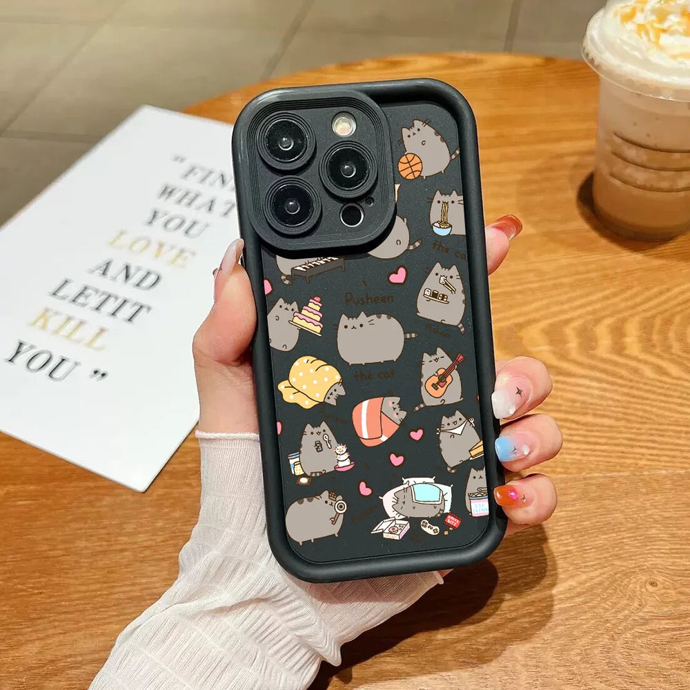 Funny Lovely Pusheen Cat Phone Case For Xiaomi Mi 15 14 13 12 11 Lite Poco M6 X7 X6 F4 F5 X3 X4 X5 C40 GT Pro Ultra 4G 5G Cover