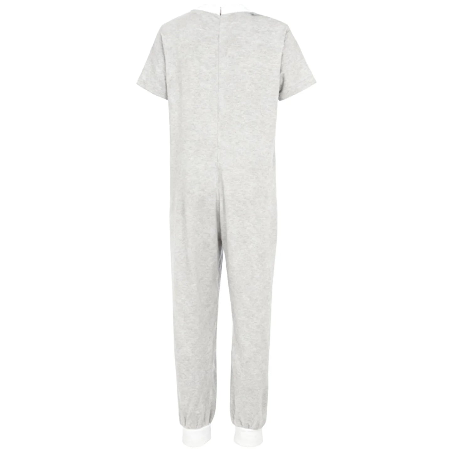 Kids Boys Girls Special Needs Adaptive Clothing Cotton Round Neck Short Sleeve Back Zipper Solid Color Full Body Jumpsuit Romper