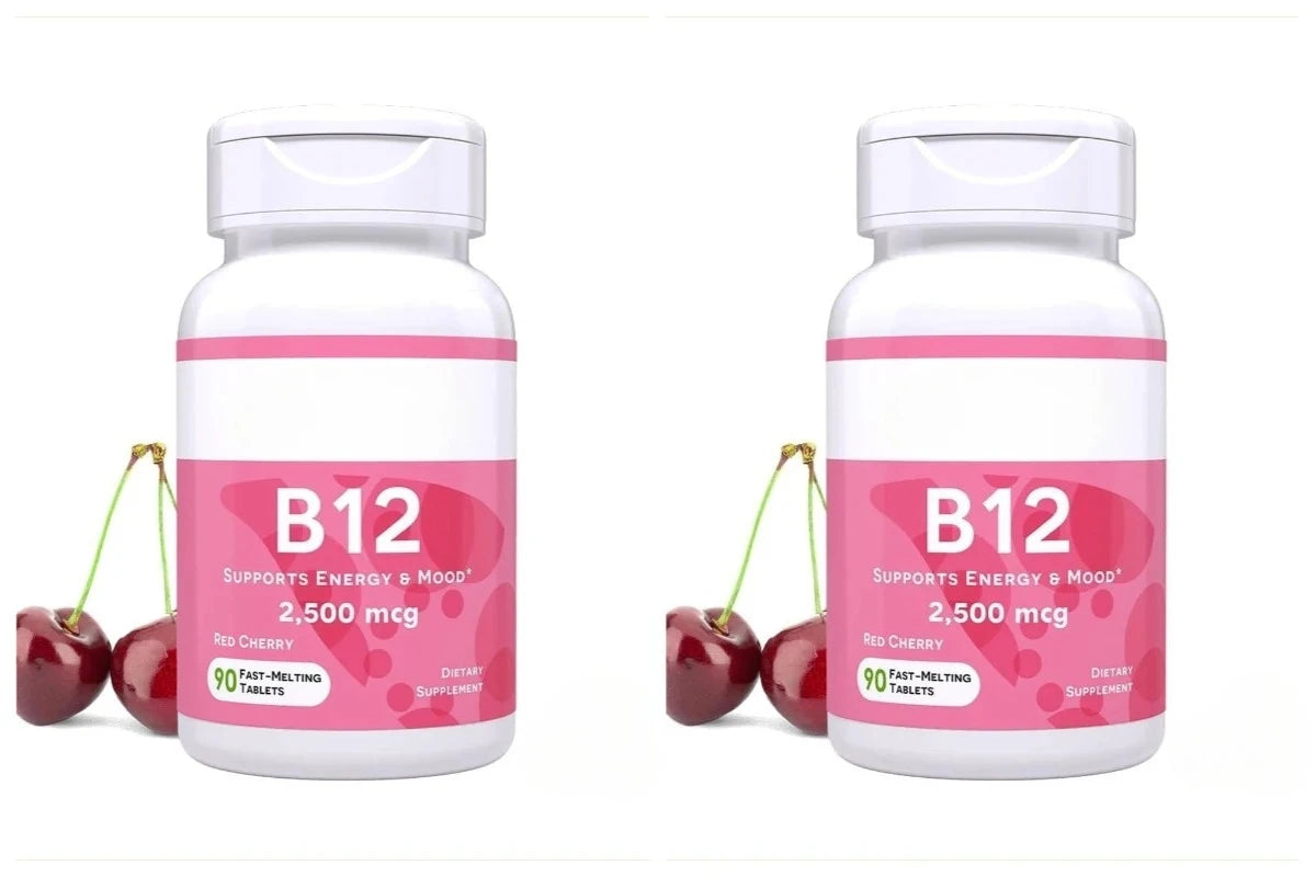 Methylcobalamin Vitamin B12 2500mcg Fast Dissolve Tablets 90 Servings Cherry Flavor Daily Energy Metabolism Support for Adults