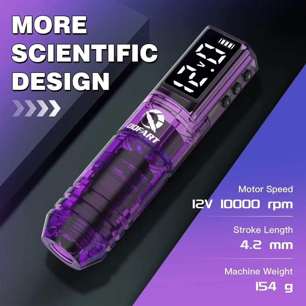 DQFART Hot Poseidon Wireless Tattoo Machine Pen 3Styles 6Colors 1600mAh Safe Professional Artists Creative Designs Beginner