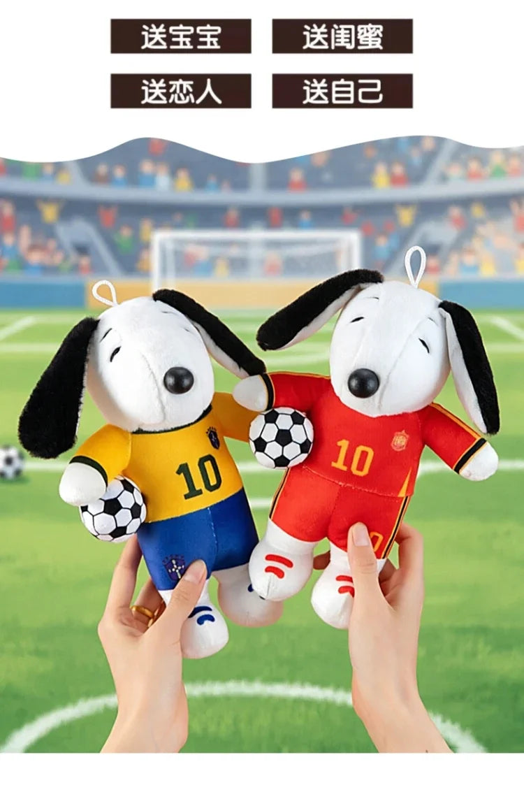 New Peanuts Snoopy Soccer cute Plush Toy Pendant Key Chain Team Jersey Stuffed Doll with Football for Kids Fans Birthday Gift