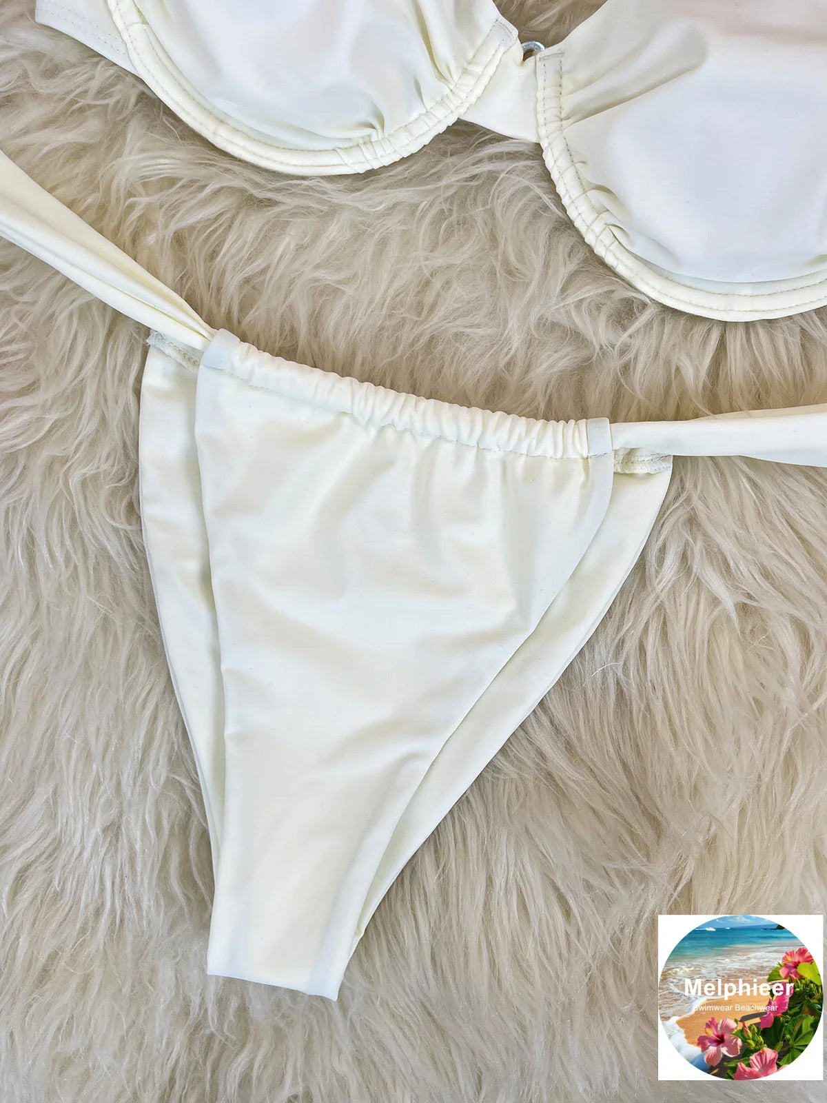 Melphieer Women's Solid Color Bikini Set Strappy Bandage Push-Up Swimsuit Summer Lady Beach Pool Club Swimwear Bathing Suit