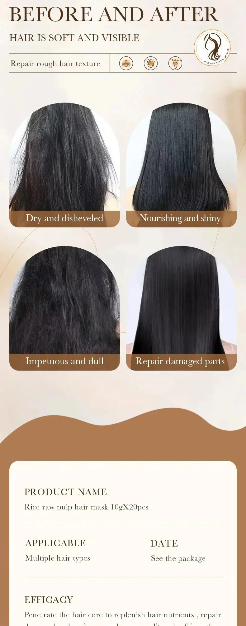 Keratin Hair Mask Magical 5 Second Repair Damage Frizzy Soft Smooth Shiny Hair Deep Moisturize Hair Treat Repair Hair Care Mask