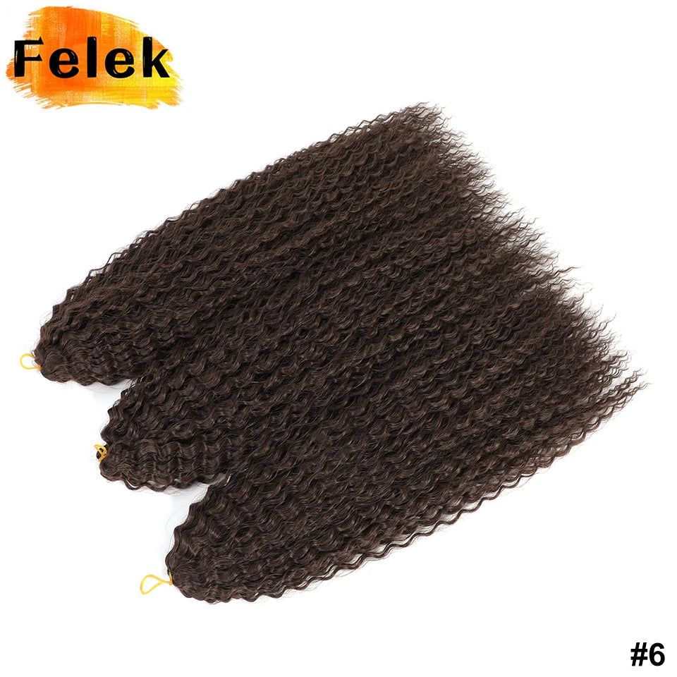 3-7Pcs Synthetic Brazilian Crochet Braids Hair for Women 20-28" Ombre White African Curls Kinky Curly Braiding Hair Extensions