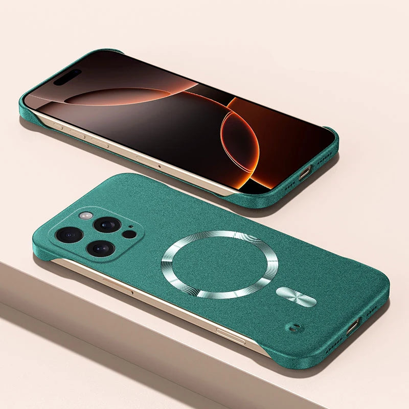 Magnet Frameless Sand Rock Matte Case For Magsafe iPhone 17 Air 16 16E 15 14 13 12 11 Pro X XR XS Max Plus Mini Ultra Thin Cover
