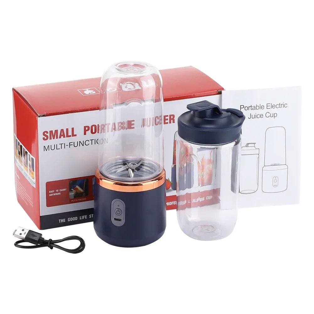 400ML Portable Electric Juicer 2 Cup Home Mini Multifunctional Wireless Blender USB Rechargeable Small Juice Cup Mixer Machine