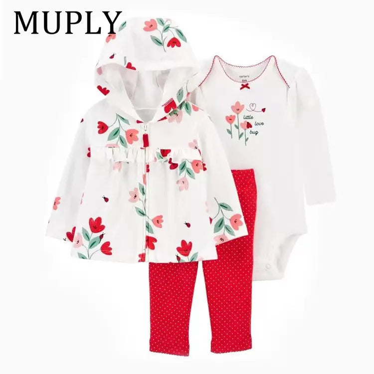 3-piece Suit Summer Baby Clothes Sets Baby Short Sleeve Shorts Cover Clothes Cute Girls Bebe Children Cotton 100% Clothing 6-24M