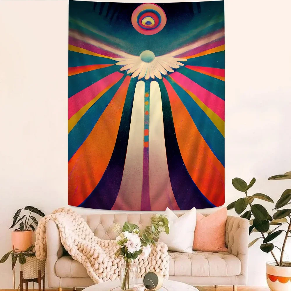 Retro Bohemian Psychedelic 70s DIY Wall Tapestry Science Fiction Art Home Decor for Room