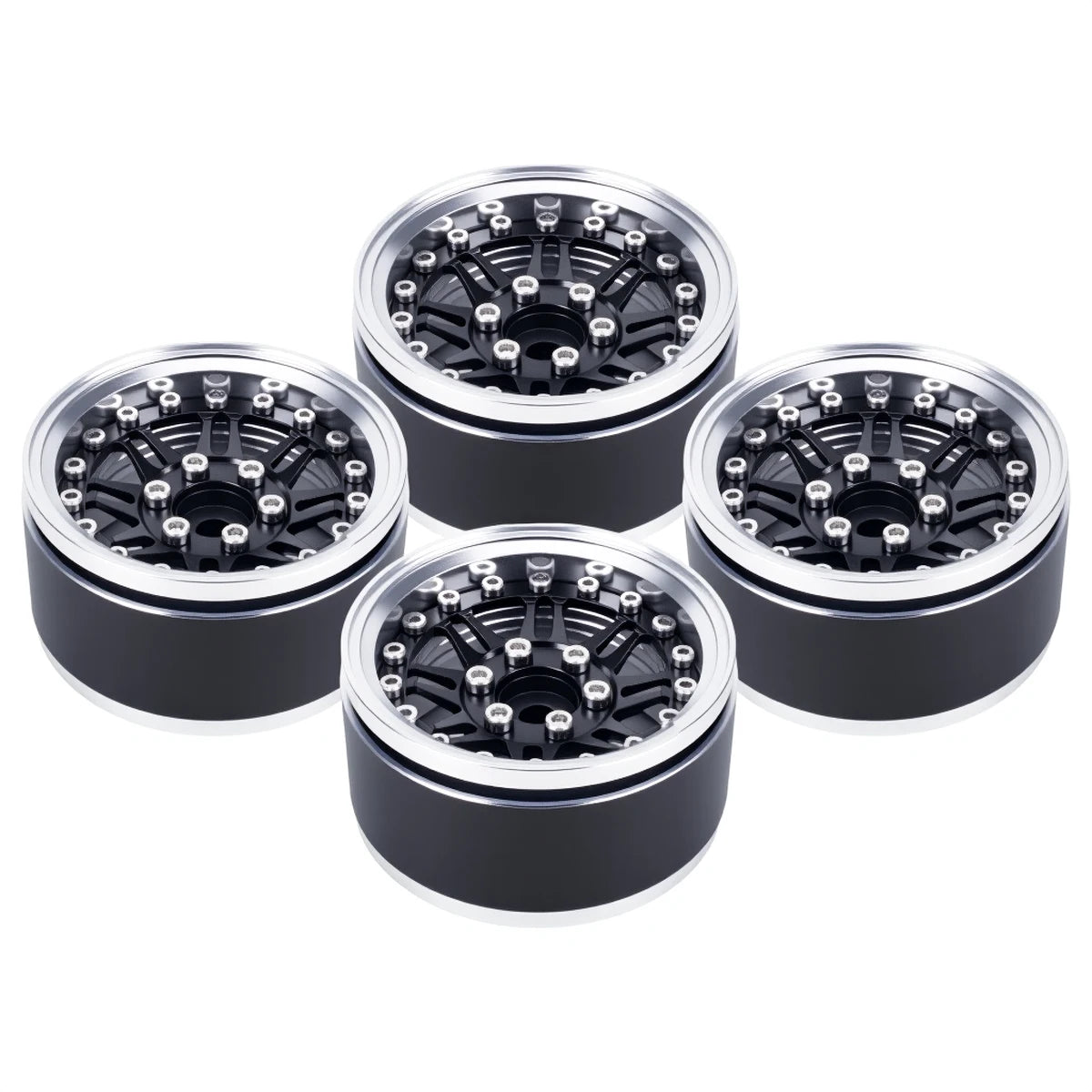 4Pcs 1.9 Aluminum Beadlock Wheel Rims Adjustable Offset 12mm Hex for 1/10 RC Crawler Car TRX4 TRX6 SCX10 90046 GEN7 8 D90 Parts