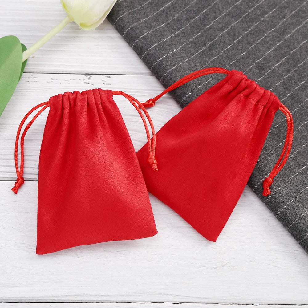 50pcs 7x9cm Light Blue Flannel Drawstring Packing Jewelry Packaging Display Luxury Velvet Suede Pouches Wedding Favors Gift Bags