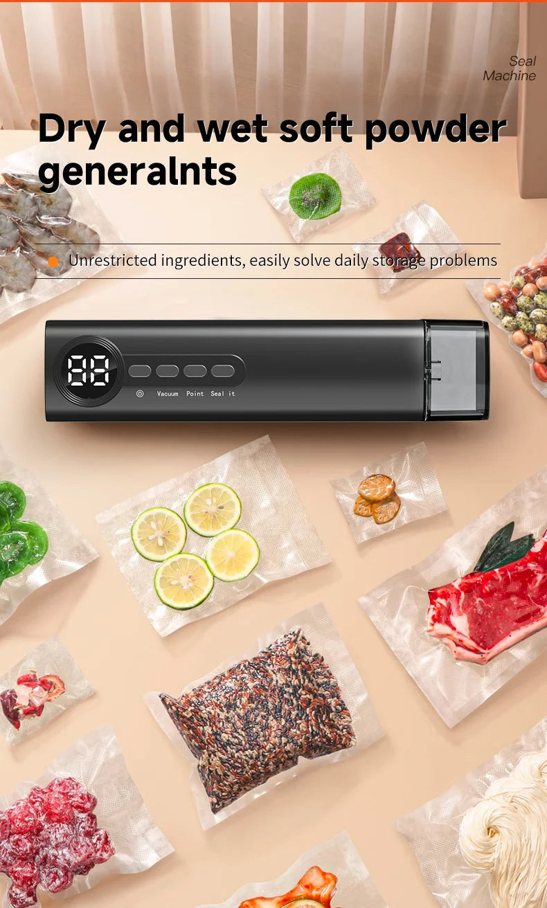 Multifunctional portable wireless vacuum sealer powerful suction Automatic food sealing machine USB Rechargeable Food Bag Sealer