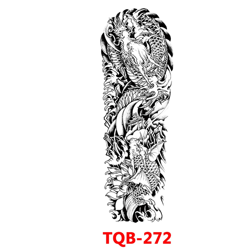 Full-arm Tattoo Stickers With The Crown Of The Virgin Of Jesus And Lion Waterproof Tattoo Stickers