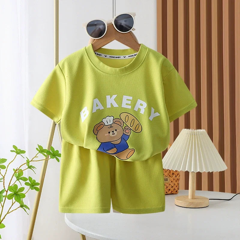 2Pcs Children Tshirt Shorts Sets Baby Summer Clothes Boy Girl Fashion Short Sleeve Pants Suit Leisure Outfits Kids Costume