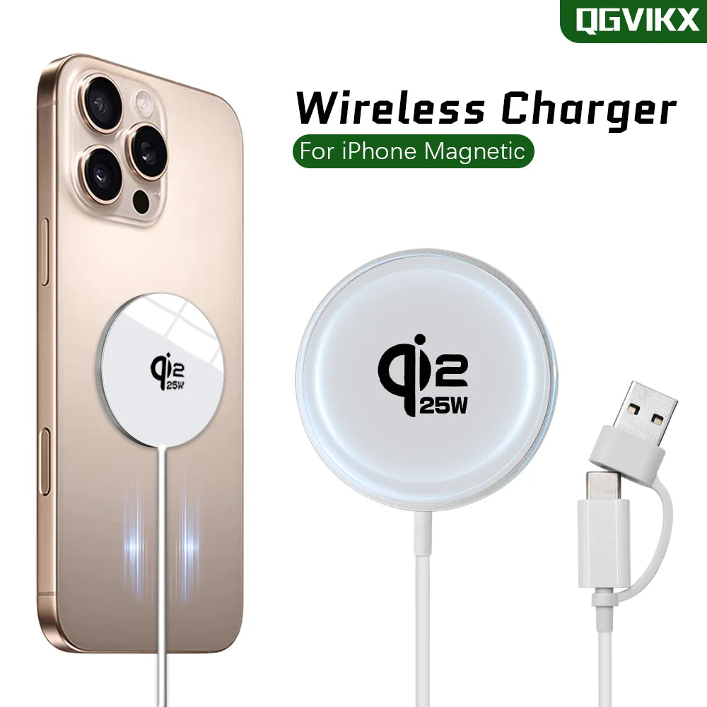 Qi2.2 25W Wireless Charger Magnetic Wireless Charging Station for IPhone 17 16 15 14 13 12 Pro Max Airpods with Type-C Cable