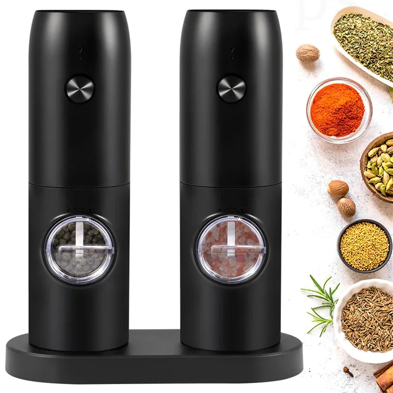 Electric Automatic Salt and Pepper Grinder Set with Led Light Grinder Set Spice Mill Adjustable Spices Grinder Kitchen Tools